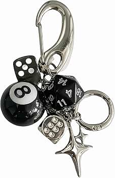 sunaeset magic 8 ball dice keychain, cute aesthetic y2k pool ball